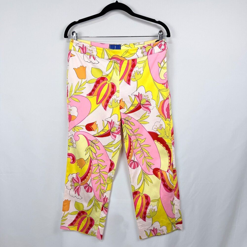 Vintage Tori Richard Honolulu 70s Geometric Pink/Yellow Fit Pant Size 8